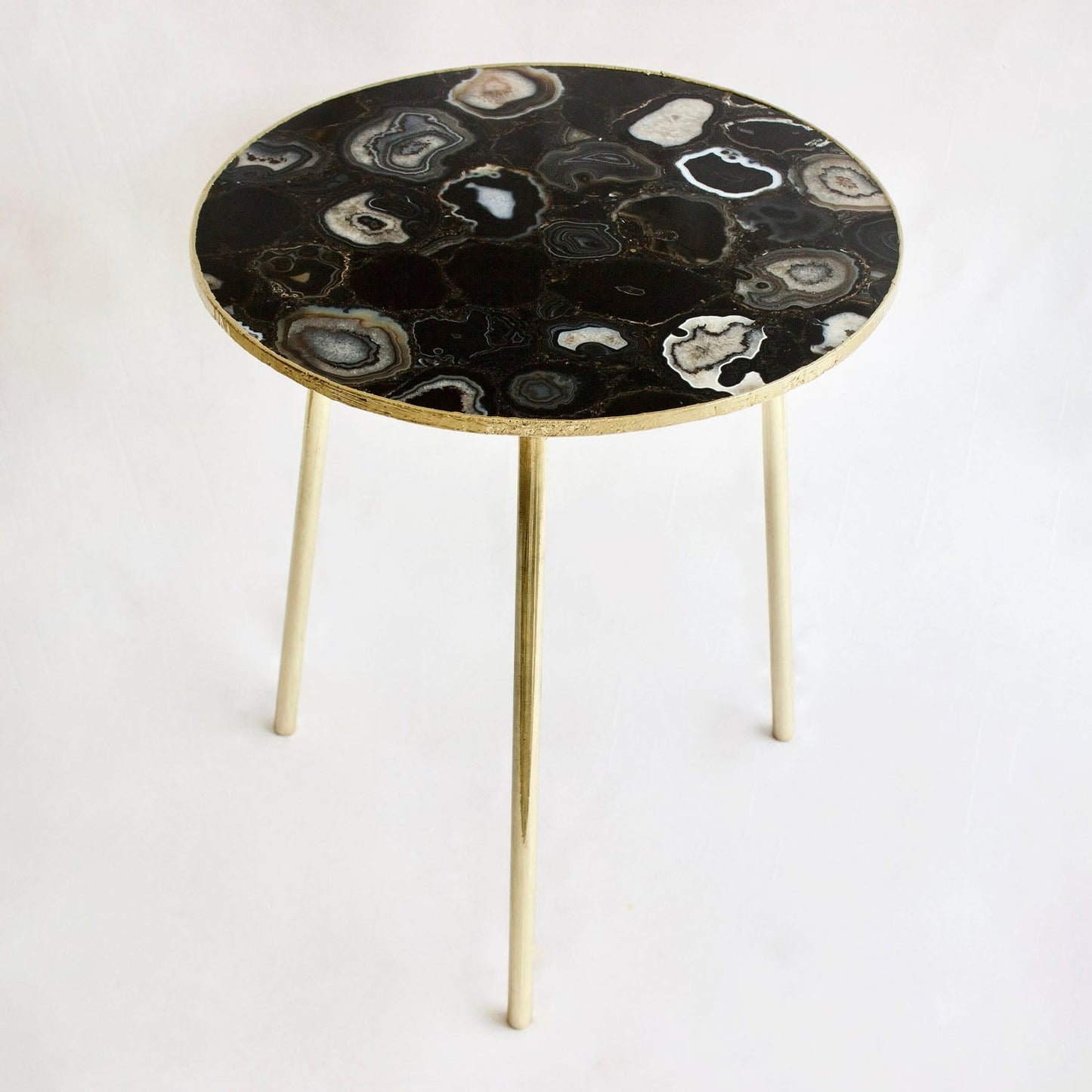 Black Agate Round Coffee/Side Table | 12", 14" or 16"