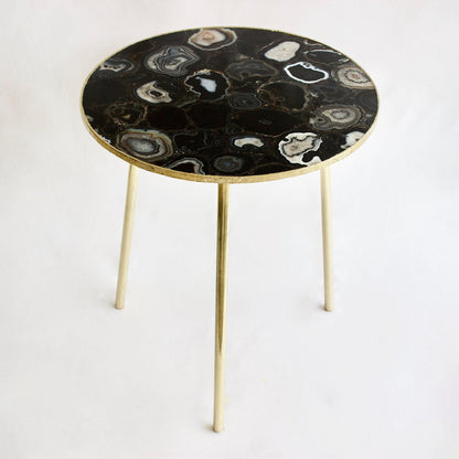 Black Agate Round Coffee/Side Table | 12", 14" or 16"