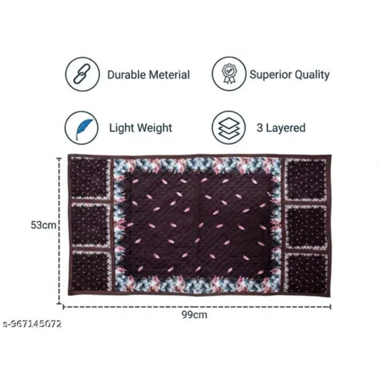 01 presents Brown Quilted Refrigerator Top Cover with 6 Utility Pockets (Floral Border, Brown) 21X39 Inches